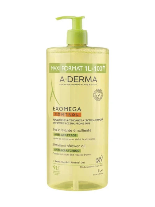 A-Derma, Exomega Control, Fragrance, Emollient, Shower Oil, Body, For Dry Skin, 1000 ml