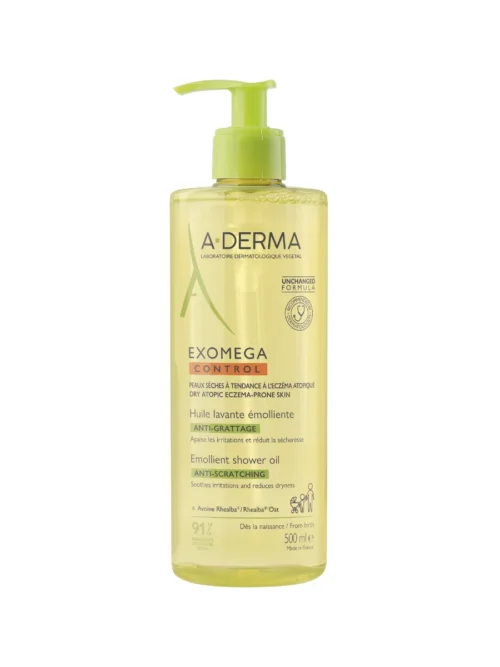 A-Derma, Exomega Control, Emollient, Shower Oil, For Very Dry To Atopic Sensitive Skin, 500 ml