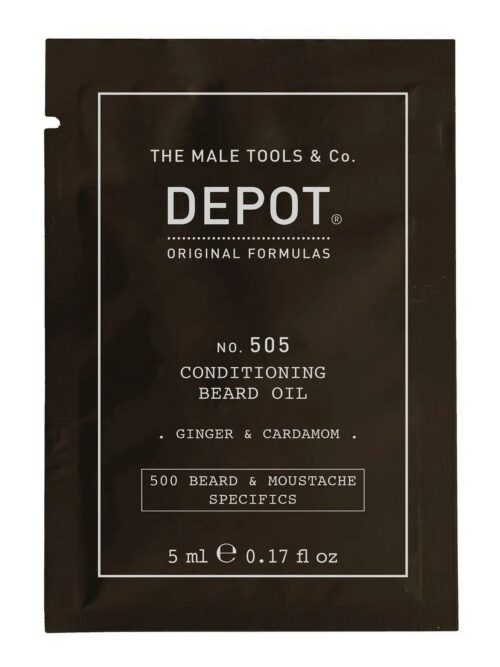 Depot, 500 Beard & Mustache Specifics No. 505, Beard Oil, Ginger & Cardamom, For Shine & Softness, 5 ml